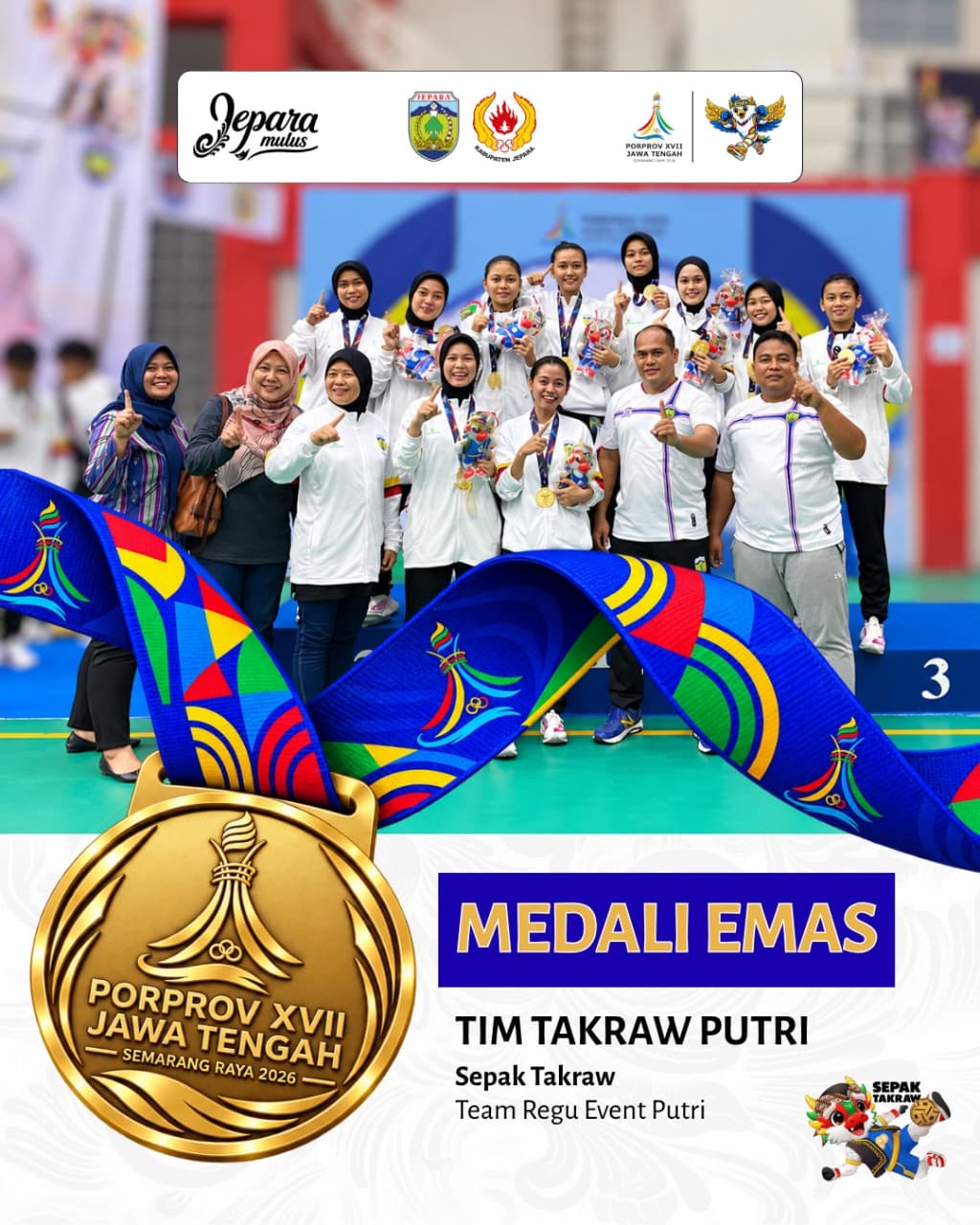 Pecah Telur! Sepak Takraw Kawinkan Dua Emas Porprov Jateng 2026, Putri Buka Keran Medali Jepara