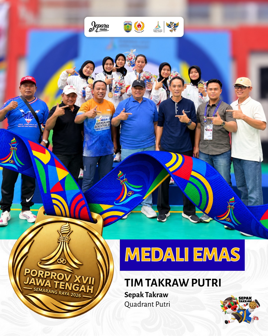 UPDATE PORPROV KONTINGEN JEPARAJepara Koleksi 9 Emas di Porprov Jateng 2026 Disumbang Sepak Takraw, Selam, dan Hockey